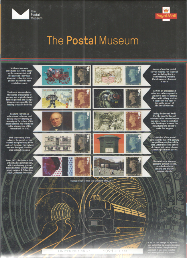 (image for) CS34 2017 The Postal Museum Royal Mail Commemorative Smilers Sheet